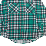 Mens Flannel Shirt Green Check Long Sleeve S