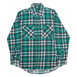 Mens Flannel Shirt Green Check Long Sleeve S
