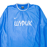 NIKE Mens Football Shirt Jersey Blue Long Sleeve XL