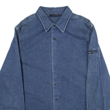 DKNY Mens Plain Shirt Blue Long Sleeve L