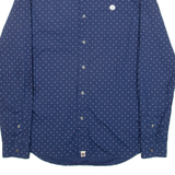 PRETTY GREEN Mens Shirt Blue Spotted Long Sleeve XS
