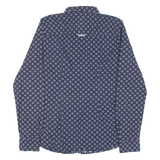 TOMMY HILFIGER Fitted Womens Shirt Blue Geometric Long Sleeve M