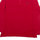 POLO RALPH LAUREN Mens Jumper Red 1/4 Zip Tight Knit S