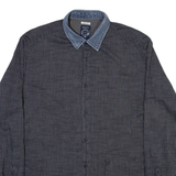 DIESEL Mens Shirt Grey Striped Long Sleeve XL