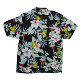 THUMBS UP Mens Hawaiian Shirt Black Floral L