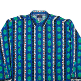 REVENGE Mens Shirt Blue Geometric Long Sleeve 2XL