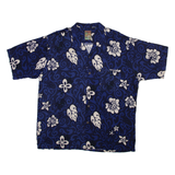 PINEAPPLE CONNECTION Mens Hawaiian Shirt Blue Floral L