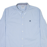TIMBERLAND Slim Fit Mens Shirt Blue Spotted Long Sleeve 2XL