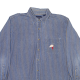 BASIC EDITIONS Mens Shirt Blue Striped Long Sleeve 2XL