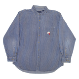 BASIC EDITIONS Mens Shirt Blue Striped Long Sleeve 2XL