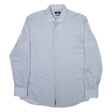 BOSS Slim Fit Mens Shirt Blue Check Long Sleeve L