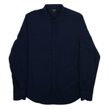 REPLAY Slim Fit Mens Plain Shirt Blue Long Sleeve M