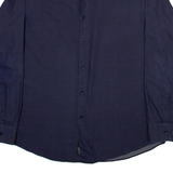 BOSS Mens Plain Shirt Blue Long Sleeve L