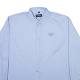 RUSSELL COLLECTION Cat Mens Plain Shirt Blue Long Sleeve M