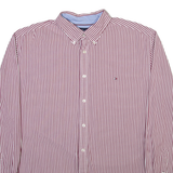 TOMMY HILFIGER Mens Shirt Red Striped Long Sleeve XL