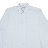CREATION MANOR Mens Shirt Blue Striped Long Sleeve M