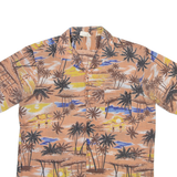 FANTY Mens Hawaiian Shirt Beige Floral M