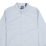 CHAPS Stretch Oxford Mens Shirt Blue Striped Long Sleeve XL