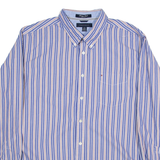TOMMY HILFIGER Heritage Poplin Mens Shirt Blue Striped Long Sleeve XL