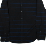 GUESS Slim Fit Mens Shirt Black Striped Long Sleeve L