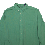 CHAPS Mens Plain Shirt Green Long Sleeve L