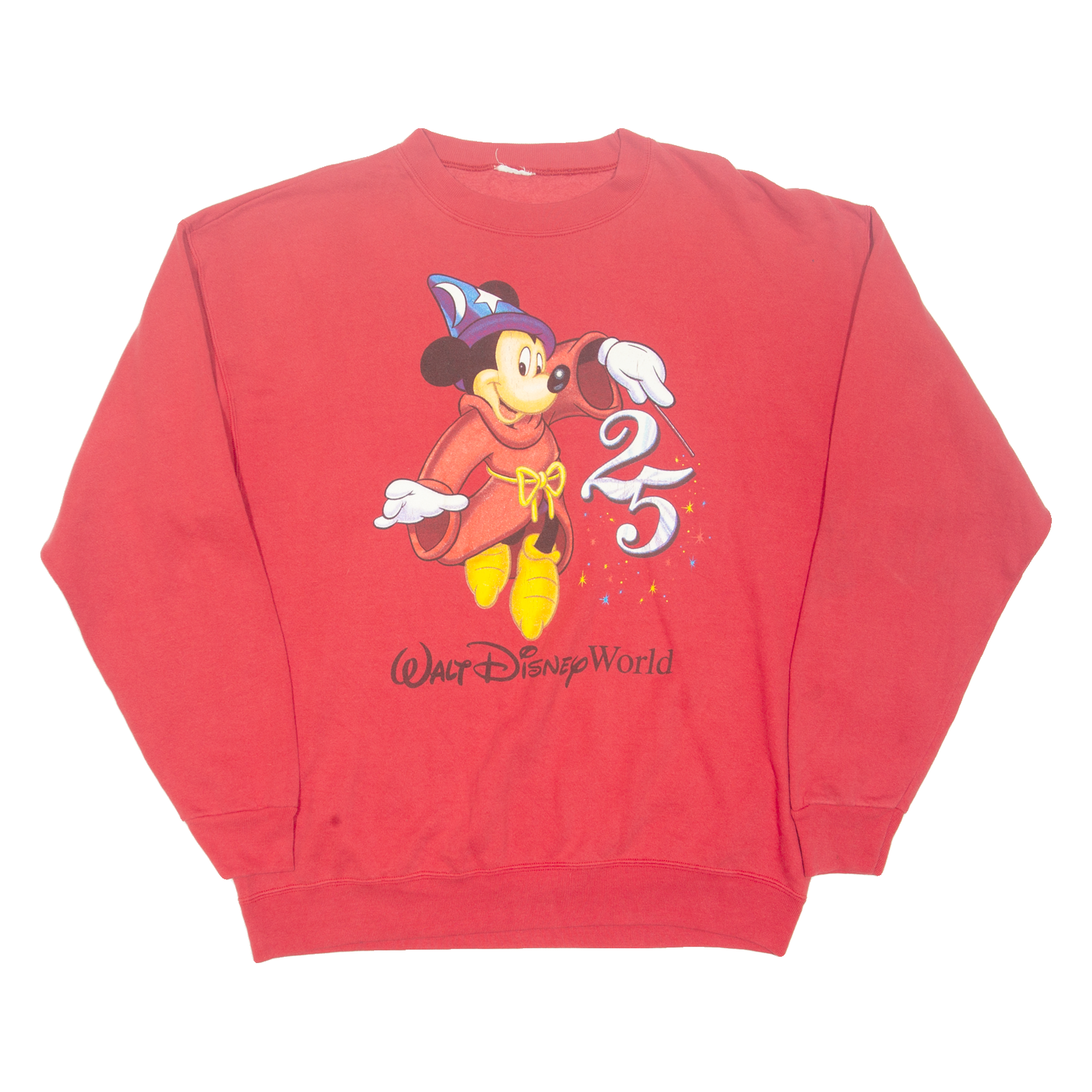 DISNEY Mickey Mouse Disney World Womens Sweatshirt Red USA L