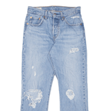LEVI'S 501 Jeans Premium Distressed Womens Blue Straight Stone Wash W24 L26