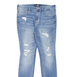 HOLLISTER High Rise Distressed Womens Jeans Blue Slim Skinny Stone Wash W29 L28