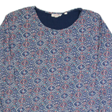 FAT FACE Womens Printed Top Blue 3/4 Sleeve Crazy Pattern UK 12