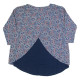FAT FACE Womens Printed Top Blue 3/4 Sleeve Crazy Pattern UK 12