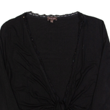 PHASE EIGHT Shawl Womens Top Black 3/4 Sleeve UK 10