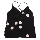 JIGSAW Womens Camisole Vest Black V-Neck Sleeveless Polka Dot UK 12