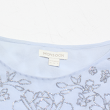 MONSOON Beaded Womens Top Blue Sleeveless UK 10