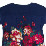 JOULES Womens Printed Top Blue Viscose Floral UK 6