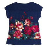 JOULES Womens Printed Top Blue Viscose Floral UK 6