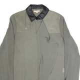 DKNY Frill Womens Shirt Grey Collared Long Sleeve XXS