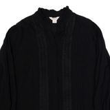 MONSOON Frill Womens Shirt Black High Neck Long Sleeve UK 10