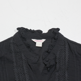 MONSOON Frill Womens Shirt Black High Neck Long Sleeve UK 10