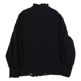 MONSOON Frill Womens Shirt Black High Neck Long Sleeve UK 10