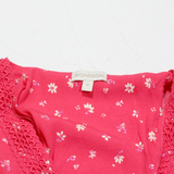 MONSOON Womens Printed Top Pink V-Neck Long Sleeve Floral M