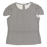 PHASE EIGHT Womens Printed Top White Off Shoulder Chevron UK 18