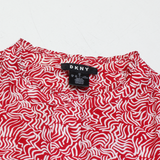 DKNY Womens Printed Shirt Red High Neck Sleeveless Crazy Pattern M