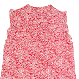 DKNY Womens Printed Shirt Red High Neck Sleeveless Crazy Pattern M