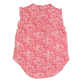 DKNY Womens Printed Shirt Red High Neck Sleeveless Crazy Pattern M