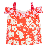 ICEBERG Womens Printed Top Red V-Neck Sleeveless Floral M