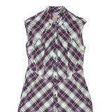 TED BAKER Womens Shirt Dress Purple Check Sleeveless Knee Length S