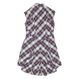 TED BAKER Womens Shirt Dress Purple Check Sleeveless Knee Length S