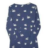 BODEN Swan Womens Day Dress Blue Viscose Long Sleeve Short UK 12