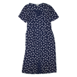 FAT FACE Womens Tea Dress Blue Viscose Floral Short Sleeve Midi UK 16