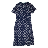 FAT FACE Womens Tea Dress Blue Viscose Floral Short Sleeve Midi UK 16